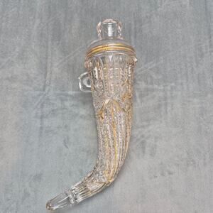 Vintage Pressed Glass Car Flask Vase Decanter "HORN OF PLENTY" C. 1920's 30's